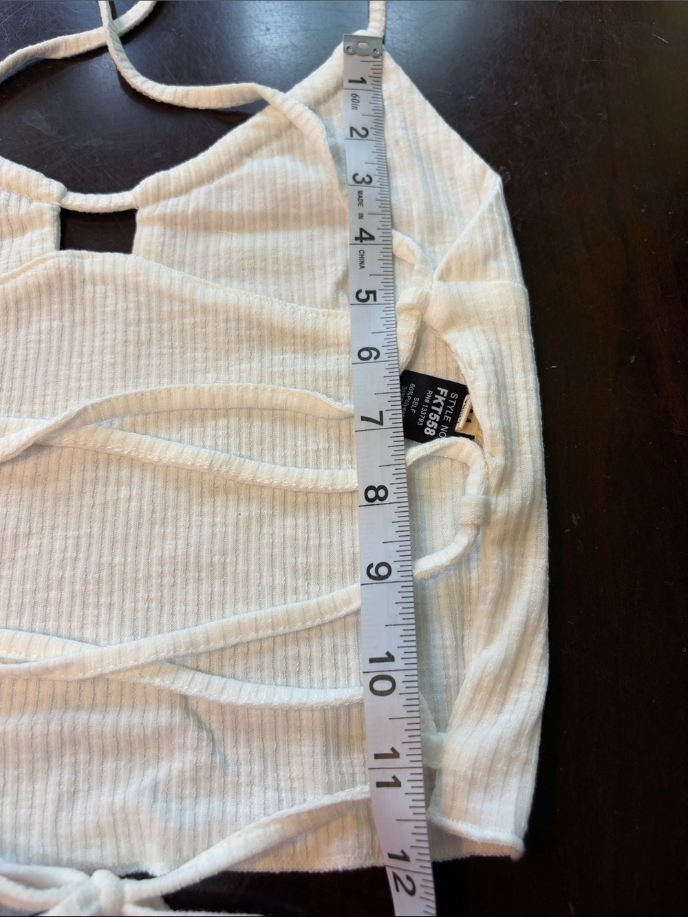 POL Ivory Ribbed Back Strap Cropped tank Top - Picture 5 of 5
